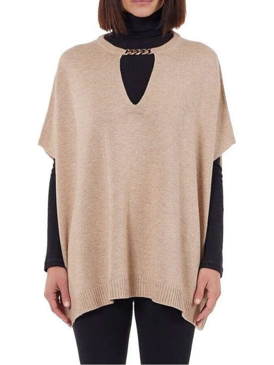 Bruno Magli Sweaters - Bruno Magli Women’s Gold Chain Keyhole Wool Cashmere Pullover Knit Caplet OS~NWT